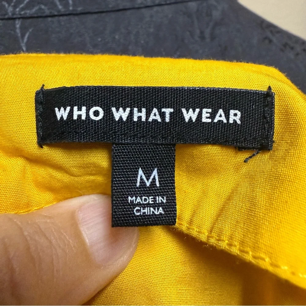 Who What Wear M Yellow Tiered Midi Dress 100% Cotton Square Neck Peasant Prairi - Picture 3 of 7